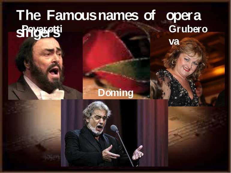 Povarotti Domingo Gruberova The Famous names of opera singers