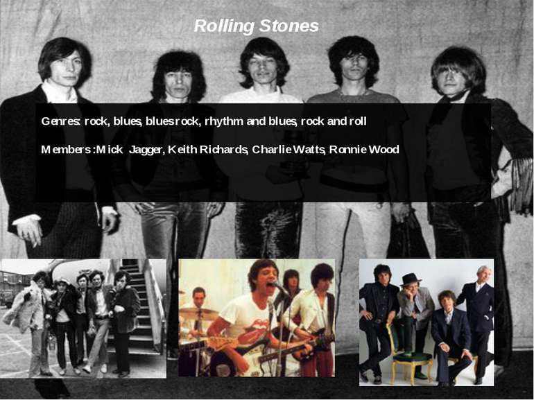 Rolling Stones Genres: rock, blues, blues rock, rhythm and blues, rock and ro...
