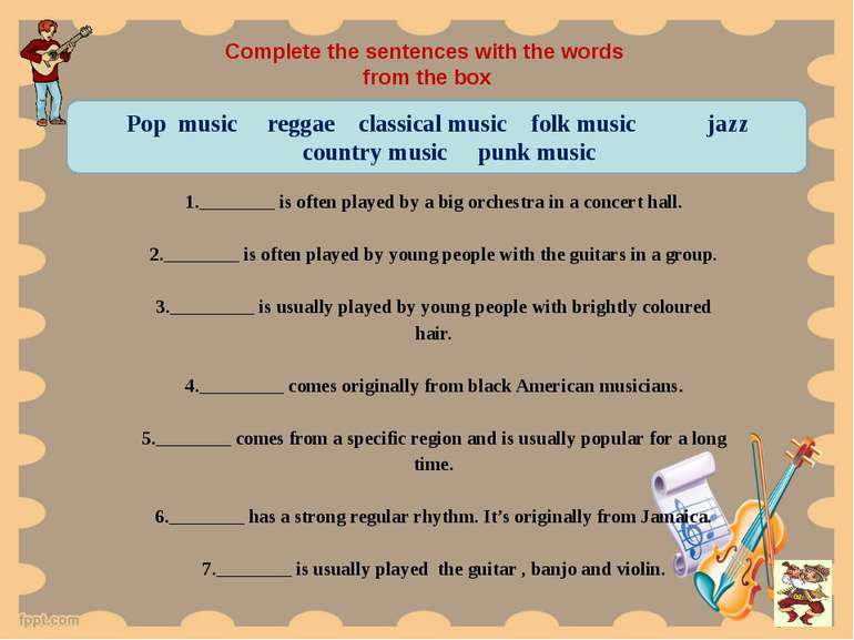 Complete the sentences with the words from the box   1.________ is often play...