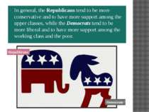 In general, the Republicans tend to be more conservative and to have more sup...
