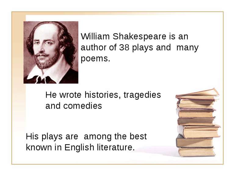 William Shakespeare is an author of 38 plays and many poems. His plays are am...