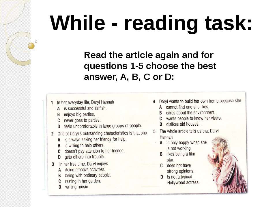 Reading task read the text