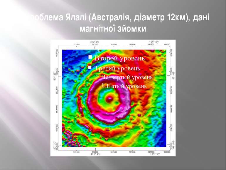 Астроблема Ялалі (Австралія, діаметр 12км), дані магнітної зйомки