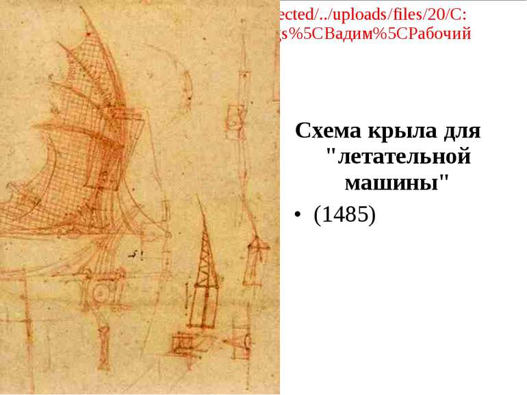 Схема крыла для "летательной машины" (1485)