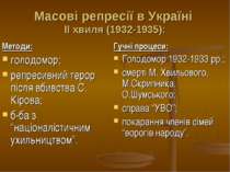 Масові репресії в Україні ІІ хвиля (1932-1935): Методи: голодомор; репресивни...