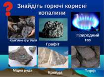 Знайдіть горючі корисні копалини Кам’яне вугілля Мідна руда Торф Крейда Приро...
