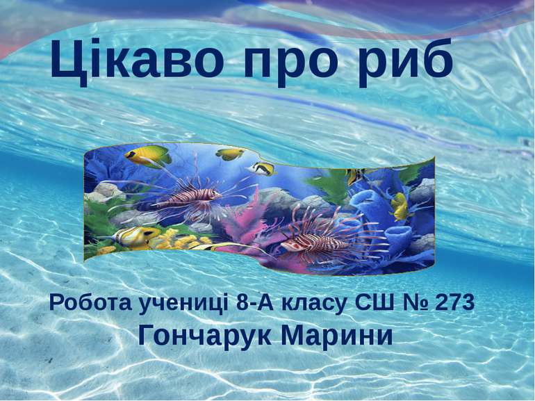 Цікаво про риб Робота учениці 8-А класу СШ № 273 Гончарук Марини