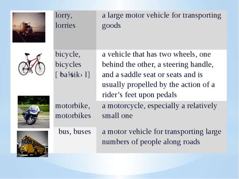 lorry,lorries a large motor vehicle for transporting goods bicycle, bicycles ...