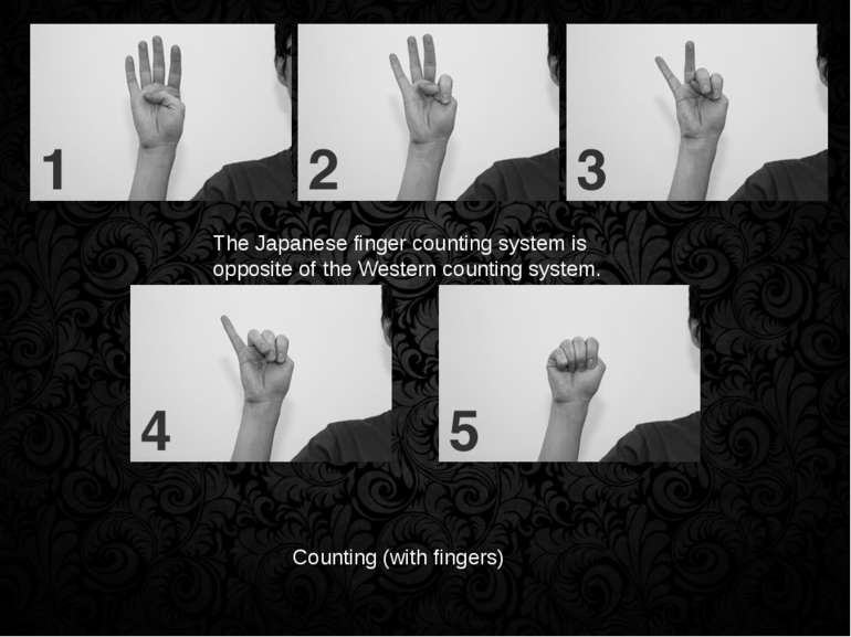 Counting (with fingers) The Japanese finger counting system is opposite of th...