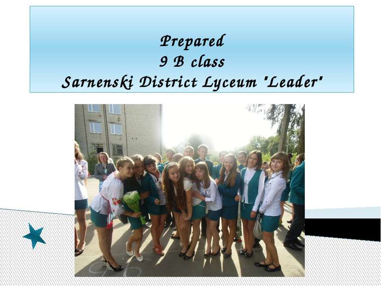 Prepared 9 B class Sarnenski District Lyceum "Leader"