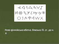 Нова фінікійська абетка, близько IХ. ст. до н. е.