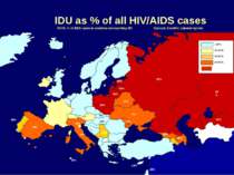 IDU as % of all HIV/AIDS cases NOTE: % of AIDS cases in countries not reporti...