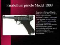 Parabellum pistole Model 1908 Парабелум Пістолет Модель 1908 (Pistole 08, P08...