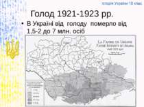 Голод 1921-1923 рр. В Україні від голоду померло від 1,5-2 до 7 млн. осіб