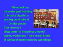 My school is a three-storeyed building. It is quite big with a sportsground b...