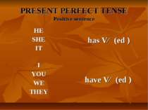 PRESENT PERFECT TENSE Positive sentence HE SHE IT has Vɜ (ed )
