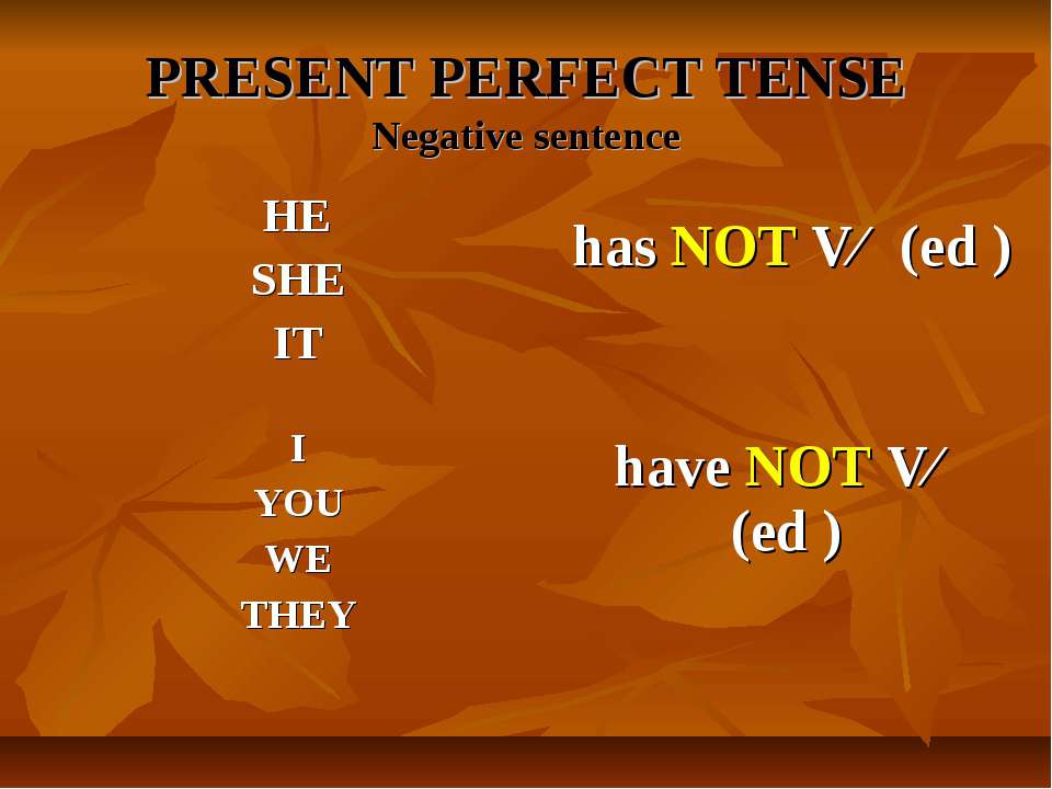 Use the present perfect negative. Present perfect Tense negative. Present perfect negative. Present perfect негатив. Present perfect affirmative and negative.