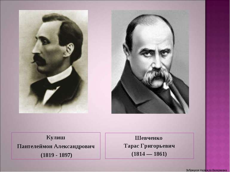 Кулиш Пантелеймон Александрович (1819 - 1897) Шевченко Тарас Григорьевич (181...