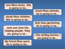 Ann likes music. She is going to be… David likes animals. He is going to be… ...