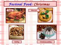 Festival Food: Christmas Turkey Christmas pudding Mince pie Stuffing