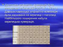 Десяткова алфавітна нумерація була поширена і в Київській Русі ( ІХ – ХІІ ст....