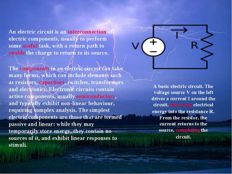 An electric circuit is an interconnection of electric components, usually to ...