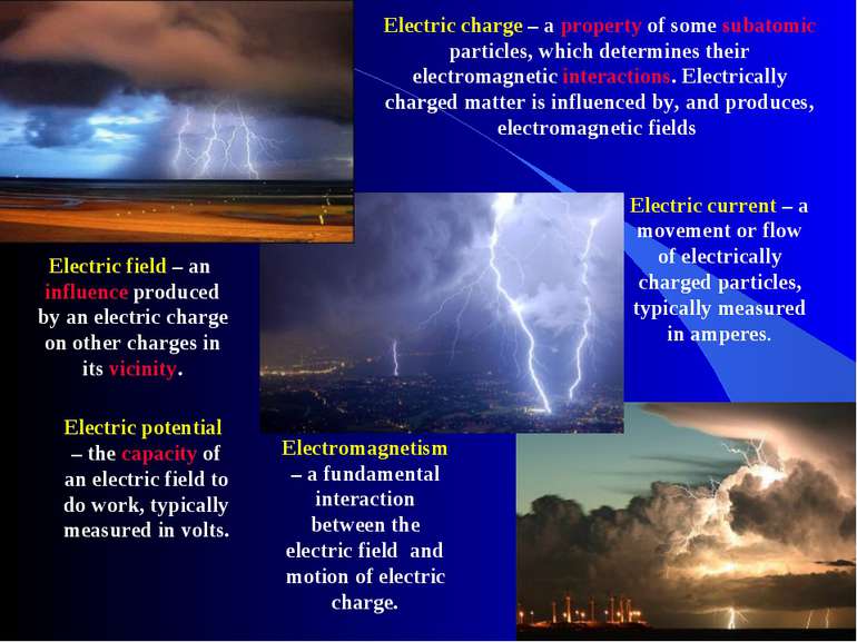 Electric charge – a property of some subatomic particles, which determines th...