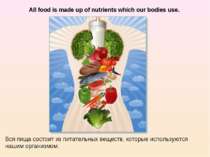 All food is made up of nutrients which our bodies use. Вся пища состоит из пи...