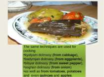 The same techniques are used for cooking kyalyam dolmasy (from cabbage), bady...