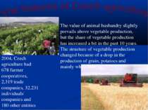 The value of animal husbandry slightly prevails above vegetable production, b...