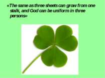 «The same as three sheets can grow from one stalk, and God can be uniform in ...