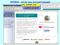 SWEBOK – простір знань програмної інженерії www.swebok.org Основи програмної ...