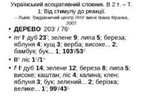 Український асоціативний словник. В 2 т. – Т. 1: Від стимулу до реакції. – Ль...