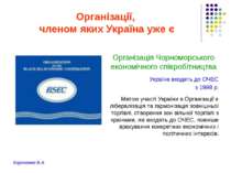Організації, членом яких Україна уже є Організація Чорноморського економічног...