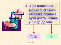 Мельник О.М. * 4. При наливанні рідини зі склянки етикетка повинна бути розта...