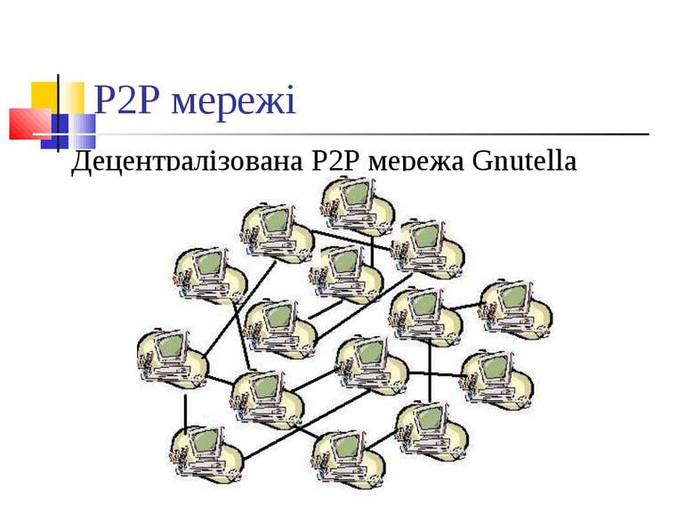 P2P мережі Децентралізована P2P мережа Gnutella