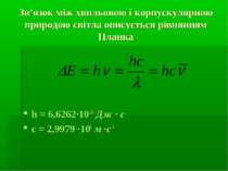 Зв’язок між хвильовою і корпускулярною природою світла описується рівнянням П...