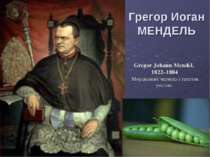 Грегор Иоган МЕНДЕЛЬ Gregor Johann Mendel,  1822–1884 Моравський чернець і ге...