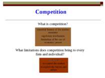 Competition What is competition? What limitations does competition bring to e...
