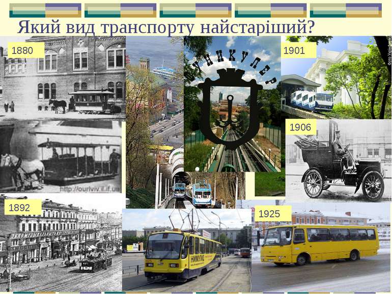 Який вид транспорту найстаріший? 1880 1892 1901 1925 1906