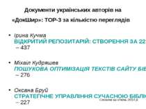Документи українських авторів на «ДокШир»: TOP-3 за кількістю переглядів Ірин...