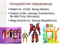 Конкурентне середовище Mattel Inc. (США, бренд Barbie); Hasbro (США, бренды T...