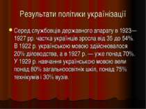 Результати політики українізації Серед службовців державного апарату в 1923—1...