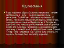 Хід повстання Рада повсталих обрала Залізняка гетьманом і князем смілянським,...