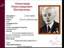 Олександр Олександрович Богомолець Народився 12 (24) травня 1881 Київ Помер 1...