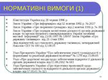 НОРМАТИВНІ ВИМОГИ (1) Конституція України від 28 червня 1996 р. Закон України...