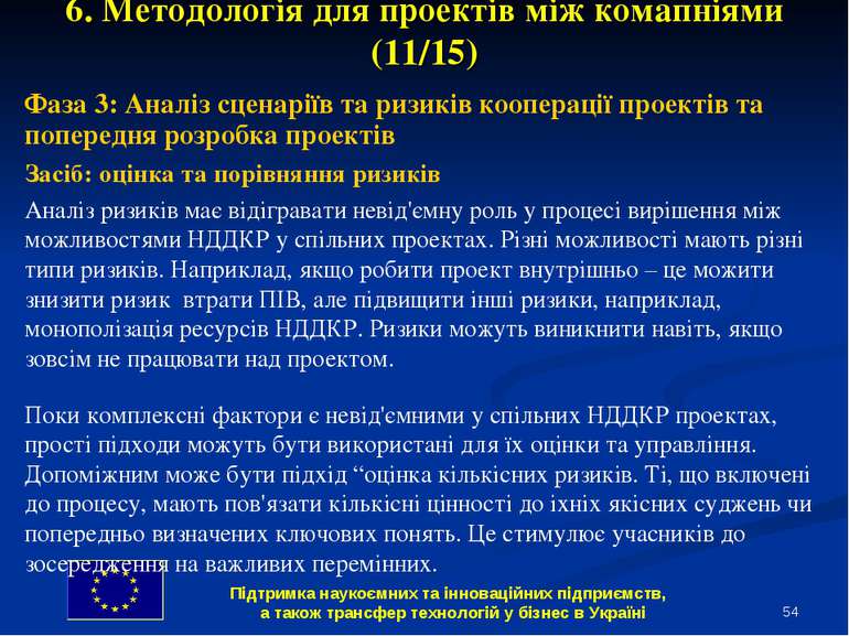 * 6. Методологія для проектів між комапніями (11/15) Фаза 3: Аналіз сценаріїв...