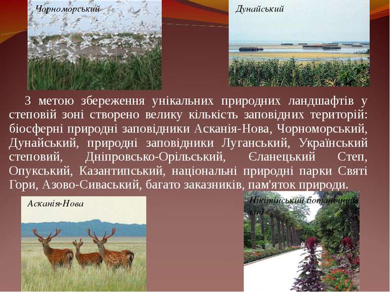 З метою збереження унікальних природних ландшафтів у степовій зоні створено в...