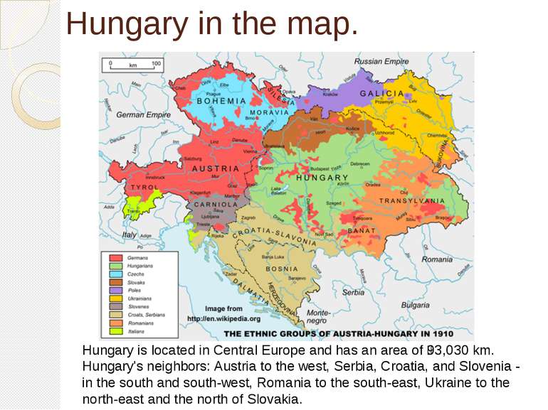 Hungary in the map. Hungary is located in Central Europe and has an area of 9...
