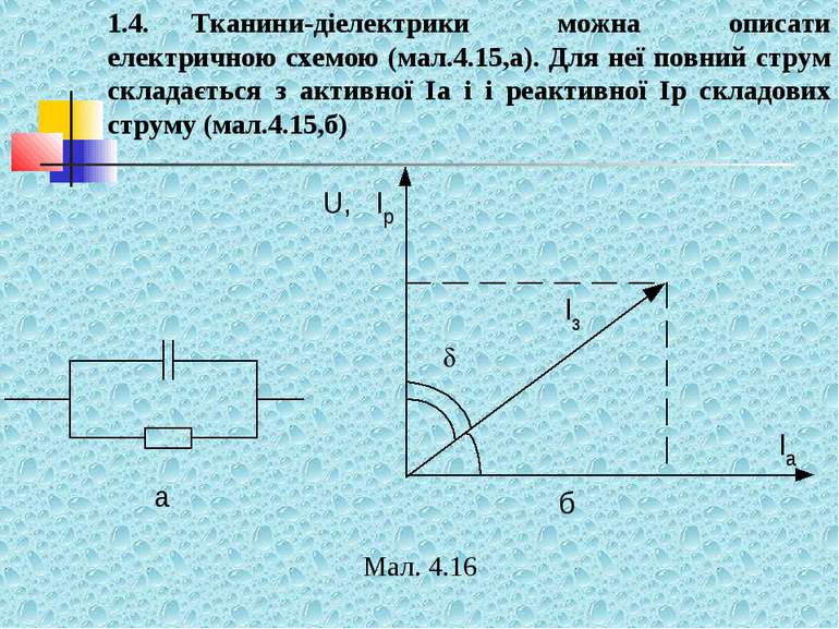 1.4. Тканини-діелектрики можна описати електричною схемою (мал.4.15,а). Для н...